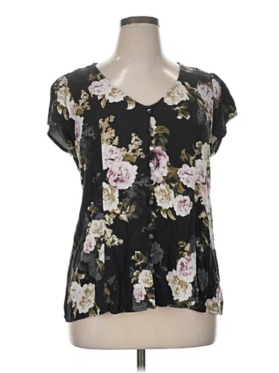 Pre-owned Torrid Short Sleeve Blouse In Black