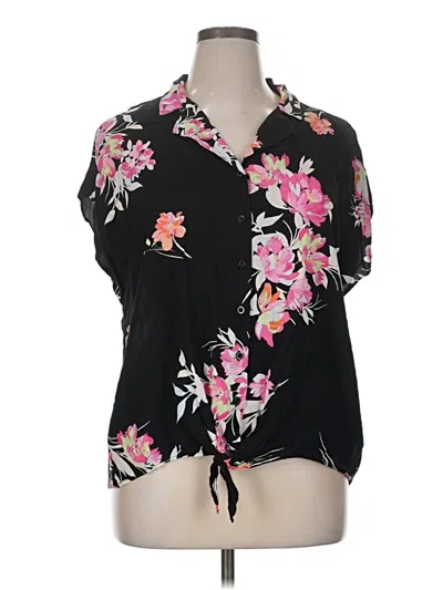 Pre-owned Torrid Short Sleeve Blouse In Black