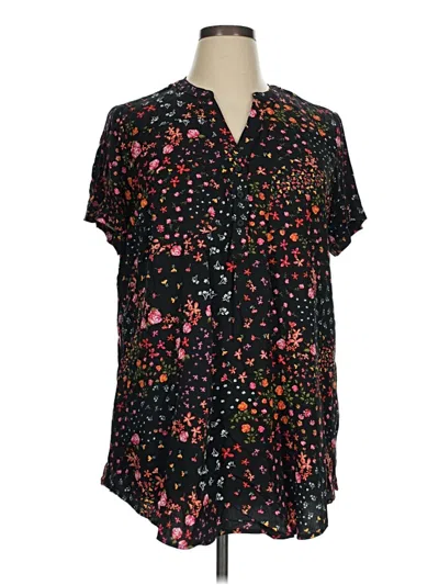 Pre-owned Torrid Short Sleeve Blouse In Black