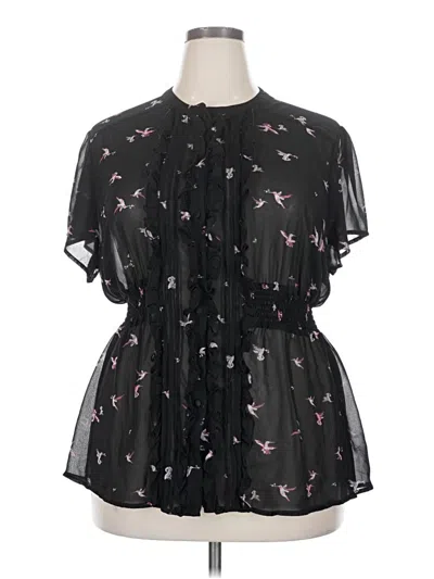 Pre-owned Torrid Short Sleeve Blouse In Black