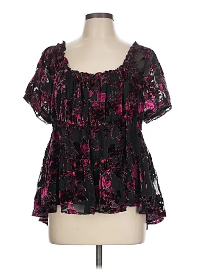 Pre-owned Torrid Short Sleeve Blouse In Black