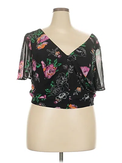 Pre-owned Torrid Short Sleeve Blouse In Black