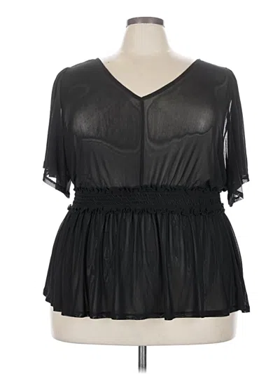 Pre-owned Torrid Short Sleeve Blouse In Black
