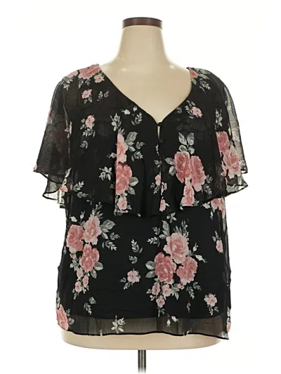 Pre-owned Torrid Short Sleeve Blouse In Black