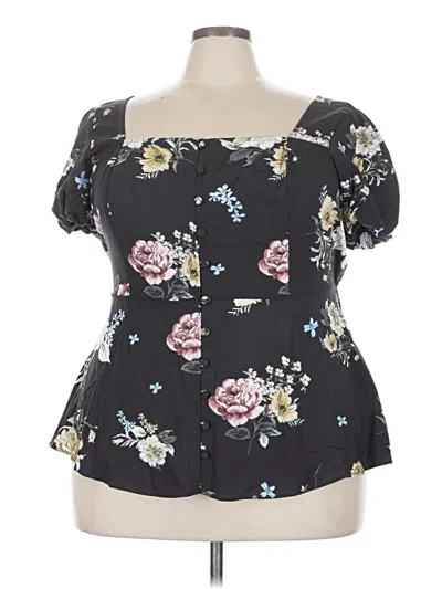 Torrid Short Sleeve Blouse In Black
