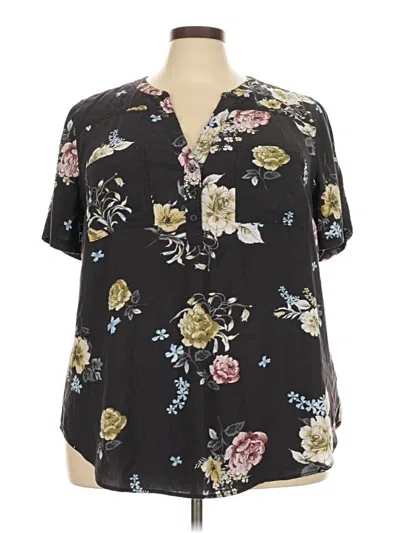 Pre-owned Torrid Short Sleeve Blouse In Black