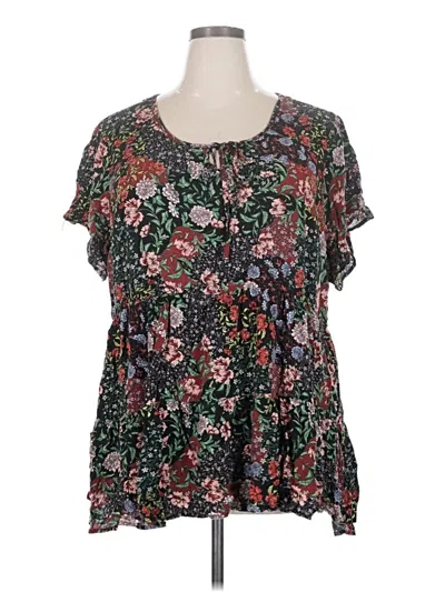 Pre-owned Torrid Short Sleeve Blouse In Black