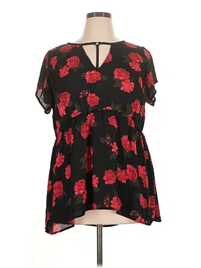 Pre-owned Torrid Short Sleeve Blouse In Black