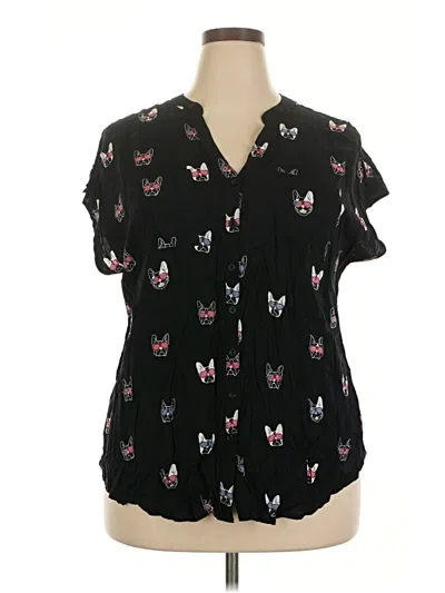 Pre-owned Torrid Short Sleeve Blouse In Black