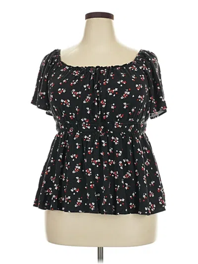 Pre-owned Torrid Short Sleeve Blouse In Black
