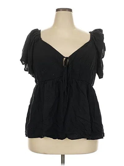 Pre-owned Torrid Short Sleeve Blouse In Black