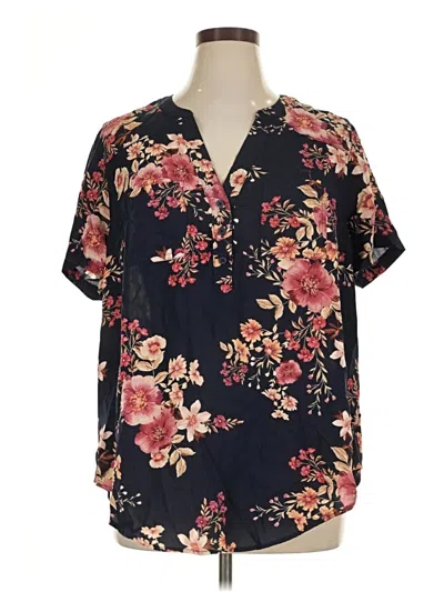 Pre-owned Torrid Short Sleeve Blouse In Black