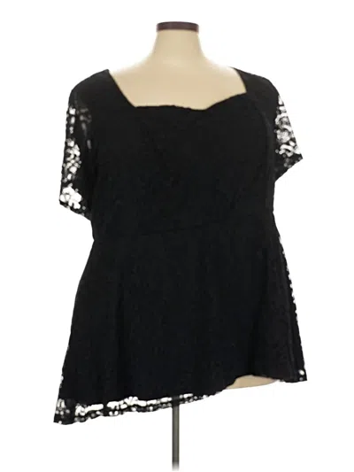 Pre-owned Torrid Short Sleeve Blouse In Black