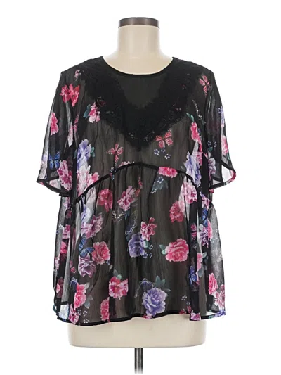 Pre-owned Torrid Short Sleeve Blouse In Black