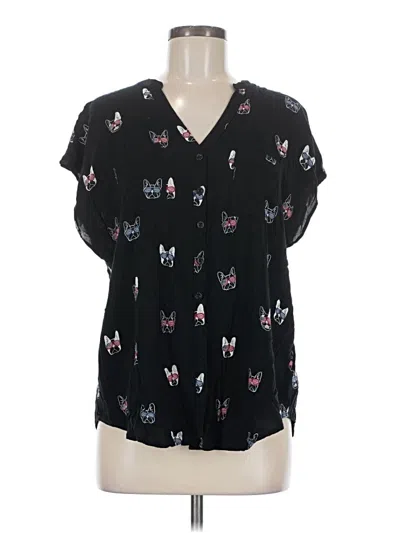 Pre-owned Torrid Short Sleeve Blouse In Black