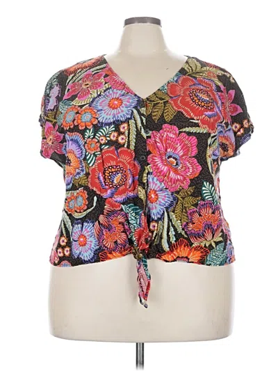 Pre-owned Torrid Short Sleeve Blouse In Black