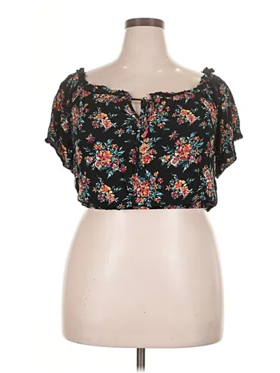 Pre-owned Torrid Short Sleeve Blouse In Black