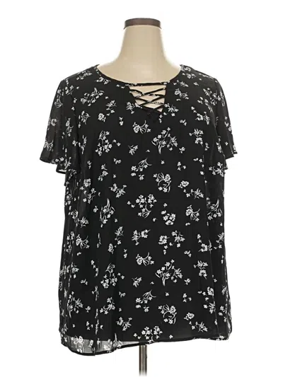 Pre-owned Torrid Short Sleeve Blouse In Black