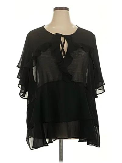 Pre-owned Torrid Short Sleeve Blouse In Black