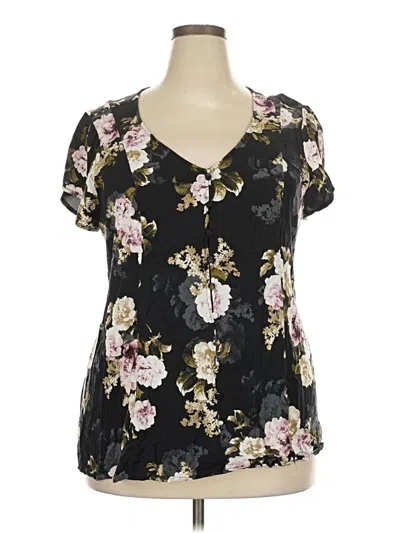 Pre-owned Torrid Short Sleeve Blouse In Black