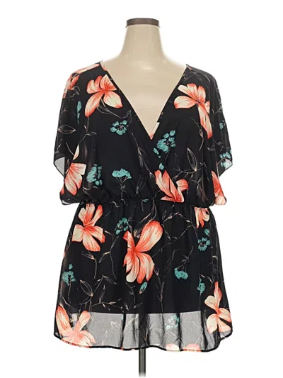 Pre-owned Torrid Short Sleeve Blouse In Black