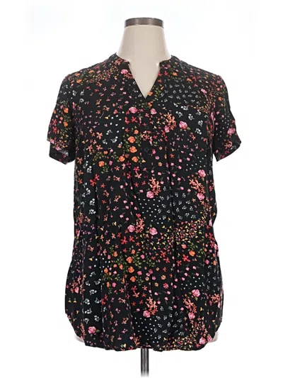 Pre-owned Torrid Short Sleeve Blouse In Black