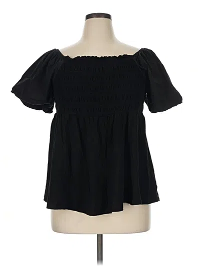 Pre-owned Torrid Short Sleeve Blouse In Black