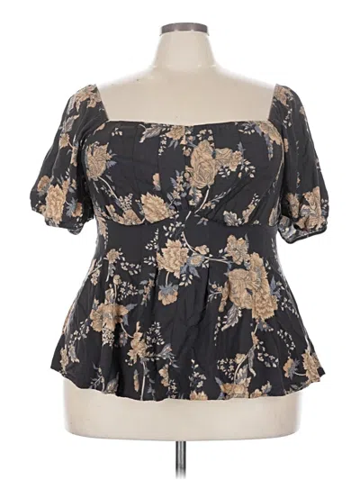 Pre-owned Torrid Short Sleeve Blouse In Black
