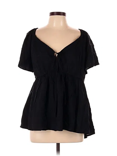 Pre-owned Torrid Short Sleeve Blouse In Black