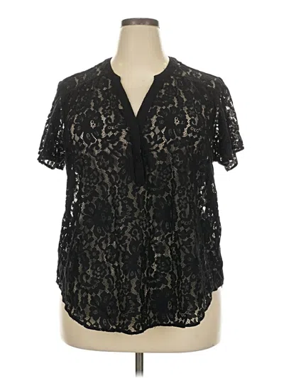Pre-owned Torrid Short Sleeve Blouse In Black