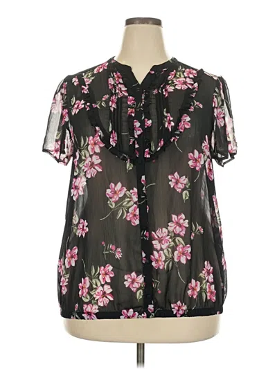 Pre-owned Torrid Short Sleeve Blouse In Black