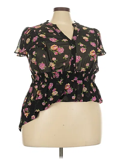 Pre-owned Torrid Short Sleeve Blouse In Black