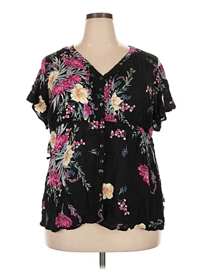 Pre-owned Torrid Short Sleeve Blouse In Black