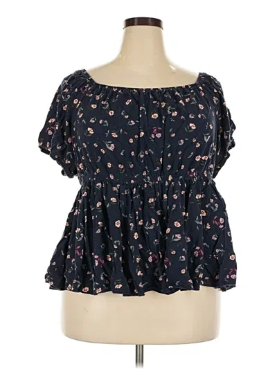 Pre-owned Torrid Short Sleeve Blouse In Black