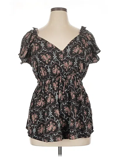 Pre-owned Torrid Short Sleeve Blouse In Black