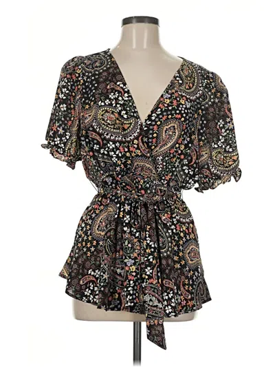 Pre-owned Torrid Short Sleeve Blouse In Black