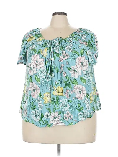 Pre-owned Torrid Short Sleeve Blouse In Blue