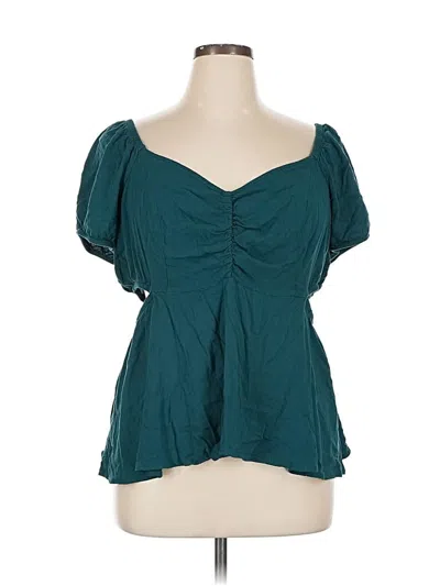 Pre-owned Torrid Short Sleeve Blouse In Blue