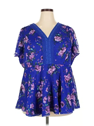 Pre-owned Torrid Short Sleeve Blouse In Blue