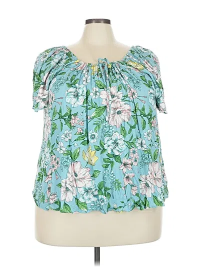 Pre-owned Torrid Short Sleeve Blouse In Blue