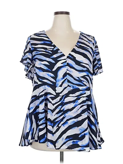 Pre-owned Torrid Short Sleeve Blouse In Blue