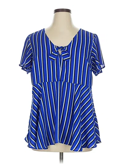 Pre-owned Torrid Short Sleeve Blouse In Blue