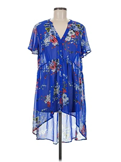 Pre-owned Torrid Short Sleeve Blouse In Blue