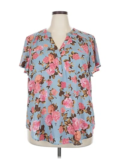 Pre-owned Torrid Short Sleeve Blouse In Blue