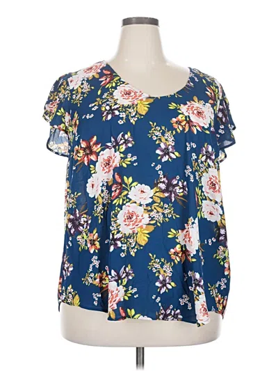Pre-owned Torrid Short Sleeve Blouse In Blue