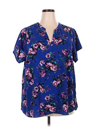 Pre-owned Torrid Short Sleeve Blouse In Blue