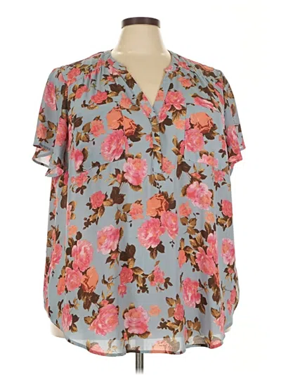 Pre-owned Torrid Short Sleeve Blouse In Blue
