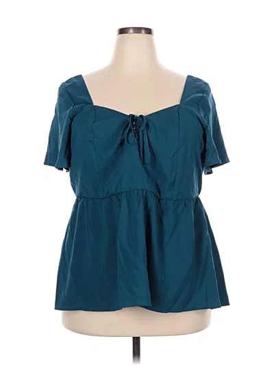 Torrid Short Sleeve Blouse In Blue