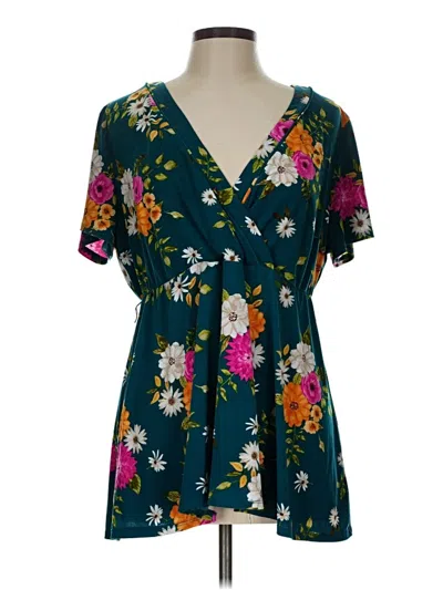 Pre-owned Torrid Short Sleeve Blouse In Blue