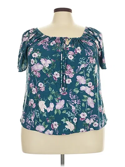 Pre-owned Torrid Short Sleeve Blouse In Blue